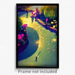 Pixel Art Poster - Creative Pond (8 Bit Psychedelic Trippy Video Game Print)