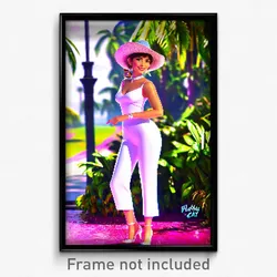 Pixel Art Poster - Flashy Cay (8 Bit Psychedelic Trippy Weird Video Game Print)