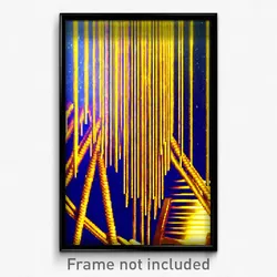 Pixel Art Poster - Golden Pallisade (8 Bit Psychedelic Trippy Video Game Print)