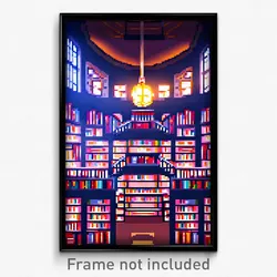 Pixel Art Poster - Unimaginable Library (8 Bit Psychedelic Video Game Print)