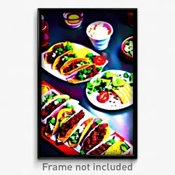 Pixel Art Poster - Voluminous Tacos (8 Bit Psychedelic Trippy Video Game Print)