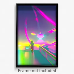 Pixel Art Poster - Glitchy Cruise (8 Bit Psychedelic Trippy Video Game Print)
