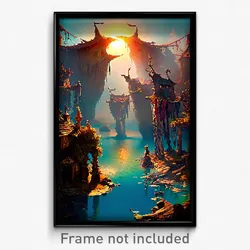 Pixel Art Poster - Tattered Isle (8 Bit Psychedelic Trippy Video Game Print)
