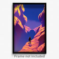 Pixel Art Poster - Nocturnal Chasm (8 Bit Psychedelic Trippy Video Game Print)