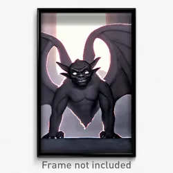 Pixel Art Poster - Bleak Gargoyle (8 Bit Psychedelic Trippy Video Game Print)