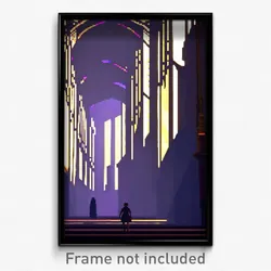 Pixel Art Poster - Shadowy Cathedral (8 Bit Psychedelic Trippy Video Game Print)