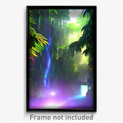 Pixel Art Poster - Digital Rainforest (8 Bit Psychedelic Video Game Print)