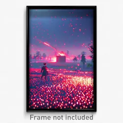 Pixel Art Poster - Rosy Battlefield (8 Bit Psychedelic Trippy Video Game Print)