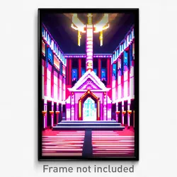 Pixel Art Poster - Anime Like Throne Room (8 Bit Psychedelic Video Game Print)