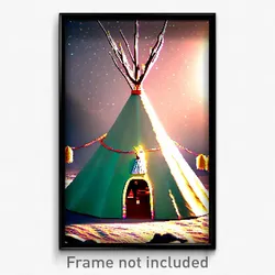 Pixel Art Poster - Adventurous Tepee (8 Bit Psychedelic Trippy Video Game Print)