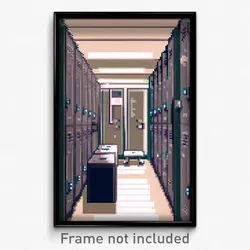 Pixel Art Poster - Worldly Locker Room (8 Bit Psychedelic Video Game Print)