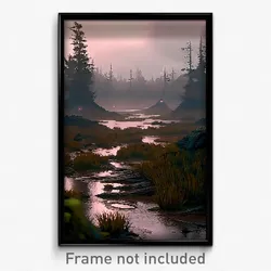 Pixel Art Poster - Dreary Bog (8 Bit Psychedelic Trippy Weird Video Game Print)