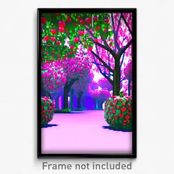Pixel Art Poster - Virtual Orchard (8 Bit Psychedelic Trippy Video Game Print)