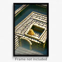 Pixel Art Poster - Rectangular Granary (8 Bit Psychedelic Video Game Print)