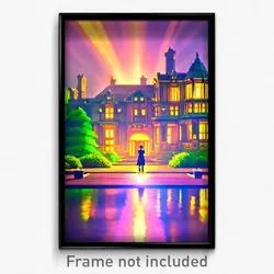 Pixel Art Poster - Showy Mansion (8 Bit Psychedelic Trippy Video Game Print)
