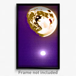 Pixel Art Poster - Digital Moon (8 Bit Psychedelic Trippy Video Game Print)