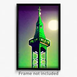 Pixel Art Poster - Green Belfry (8 Bit Psychedelic Trippy Video Game Print)