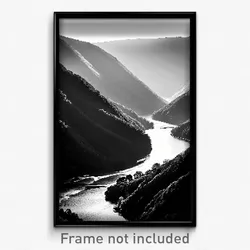 Pixel Art Poster - Black And White Valley (8 Bit Psychedelic Video Game Print)
