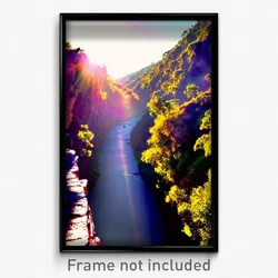 Pixel Art Poster - Sunny Ravine (8 Bit Psychedelic Trippy Video Game Print)