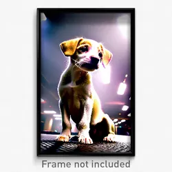 Pixel Art Poster - Jaw Dropping Puppy (8 Bit Psychedelic Video Game Print)