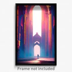 Pixel Art Poster - Adventurous Arch (8 Bit Psychedelic Trippy Video Game Print)