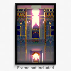 Pixel Art Poster - Rectangular Palace (8 Bit Psychedelic Video Game Print)