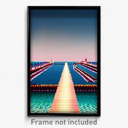 Pixel Art Poster - Elaborate Jetty (8 Bit Psychedelic Trippy Video Game Print)