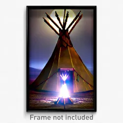 Pixel Art Poster - Mysterious Tepee (8 Bit Psychedelic Trippy Video Game Print)