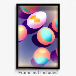 Pixel Art Poster - Showy Eggs (8 Bit Psychedelic Trippy Weird Video Game Print)
