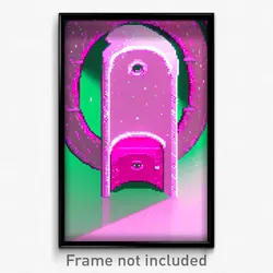 Pixel Art Poster - Pink Portal (8 Bit Psychedelic Trippy Weird Video Game Print)