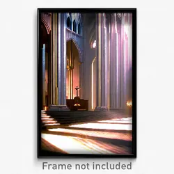 Pixel Art Poster - Stylish Cathedral (8 Bit Psychedelic Trippy Video Game Print)