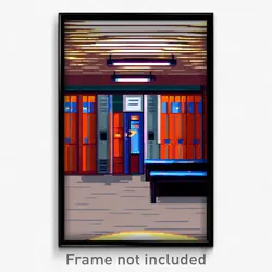 Pixel Art Poster - Marvelous Locker Room (8 Bit Psychedelic Video Game Print)