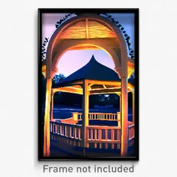 Pixel Art Poster - Square Gazebo (8 Bit Psychedelic Trippy Video Game Print)