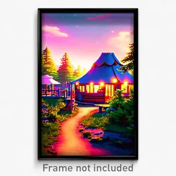 Pixel Art Poster - Upbeat Camp (8 Bit Psychedelic Trippy Weird Video Game Print)