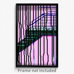 Pixel Art Poster - Wire Frame Glitchy Dugout (8 Bit Video Game Print)