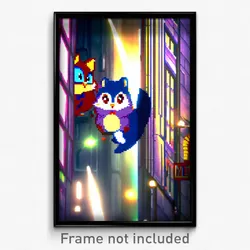 Pixel Art Poster - Puny Mews (8 Bit Psychedelic Trippy Weird Video Game Print)