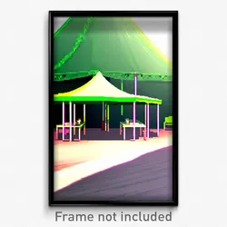 Pixel Art Poster - Green Tent (8 Bit Psychedelic Trippy Weird Video Game Print)
