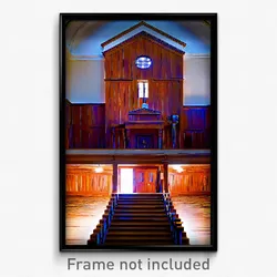 Pixel Art Poster - Wooden Courthouse (8 Bit Psychedelic Trippy Video Game Print)