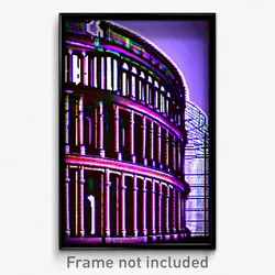 Pixel Art Poster - Wire Frame Glitchy Colosseum (8 Bit Video Game Print)