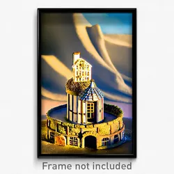Pixel Art Poster - Miniature Granary (8 Bit Psychedelic Trippy Video Game Print)