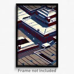 Pixel Art Poster - Colossal Rooftops (8 Bit Psychedelic Trippy Video Game Print)