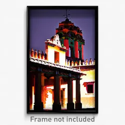 Pixel Art Poster - Haunted Mexican Architecture (8 Bit Video Game Print)