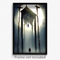 Pixel Art Poster - Mysterious Gallows (8 Bit Psychedelic Video Game Print)