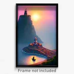 Pixel Art Poster - Nautical Butte (8 Bit Psychedelic Trippy Video Game Print)