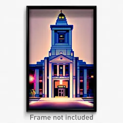 Pixel Art Poster - Ordinary Courthouse (8 Bit Psychedelic Video Game Print)