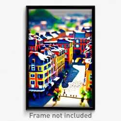 Pixel Art Poster - Miniature French City (8 Bit Psychedelic Video Game Print)