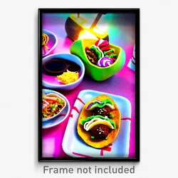 Pixel Art Poster - Upbeat Taco (8 Bit Psychedelic Trippy Weird Video Game Print)
