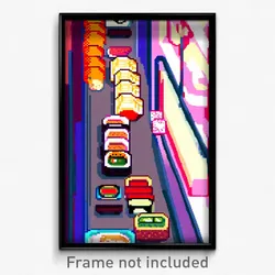 Pixel Art Poster - Modest Sushi (8 Bit Psychedelic Trippy Video Game Print)