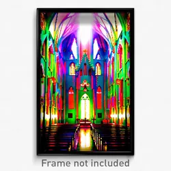 Pixel Art Poster - Flamboyant Chapel (8 Bit Psychedelic Trippy Video Game Print)