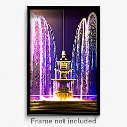 Pixel Art Poster - Jaw Dropping Fountain (8 Bit Psychedelic Video Game Print)
